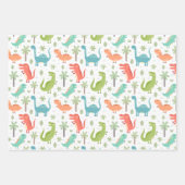 Soft Colors Dinosaurier Palmen Bäume Kinder Geschenkpapier Set (Vorderseite)