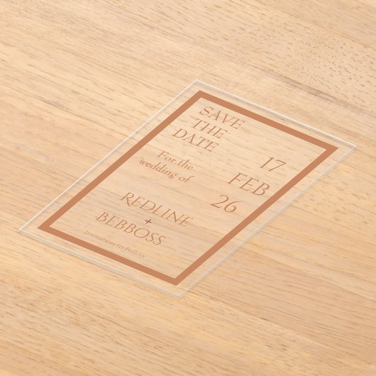 Soft Copper Elegant Modern Wedding Acryleinladungen (Ablage )