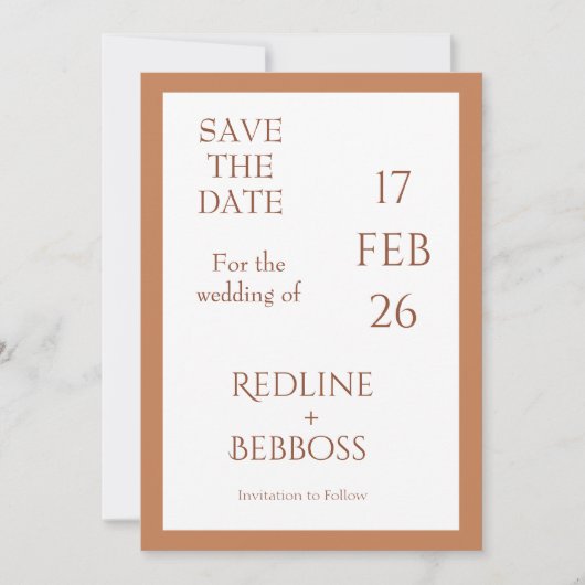 Soft Copper Elegant Modern Wedding Save The Date (Vorderseite)