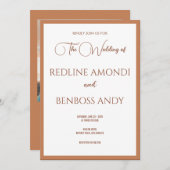 Soft Copper Minimalist Modern Calligraphy Wedding Einladung (Vorne/Hinten)