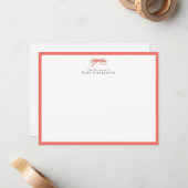 Soft Coral Bow Nursery Note Card – Personalized Mitteilungskarte (Vorderseite/Rückseite Beispiel)