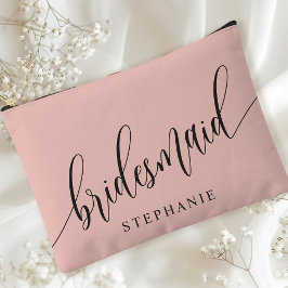 Soft Coral Bridesmaid Moderne Kalligraphie Zubehörtasche