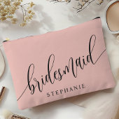 Soft Coral Bridesmaid Moderne Kalligraphie Zubehörtasche