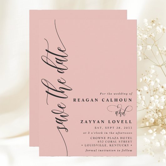 Soft Coral Einfache moderne Schrift Save the Date