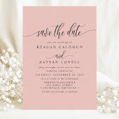 Soft Coral Elegance Calligraphy Save the Date