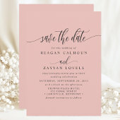 Soft Coral Elegance Calligraphy Save the Date
