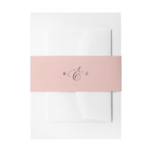 Soft Coral Elegant Simple Monogram Wedding Einladungsbanderole (Vorderseite Beispiel)