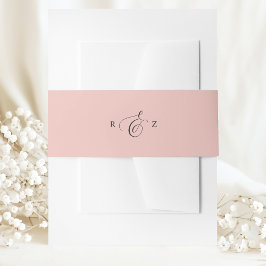 Soft Coral Elegant Simple Monogram Wedding Einladungsbanderole