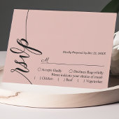 Soft Coral Elegante Calligraphy Wedding RSVP Card