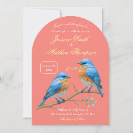 Soft Coral Lovebirds Romantic Bluebirds Wedding Einladung