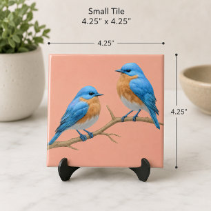 Soft Coral Lovebirds Romantic Bluebirds Wedding Fliese