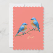 Soft Coral Lovebirds Romantic Bluebirds Wedding Save The Date (Rückseite)