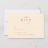Soft Coral Modern Minimalist Wedding RSVP Card Karte (Vorderseite)