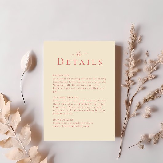 Soft Coral Moderne Minimalistische Hochzeitskarte Einladung