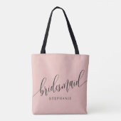 Soft Coral Pink Bridesmaid Modernes Skript Tasche (Rückseite)