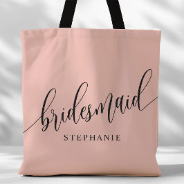 Soft Coral Pink Bridesmaid Modernes Skript Tasche