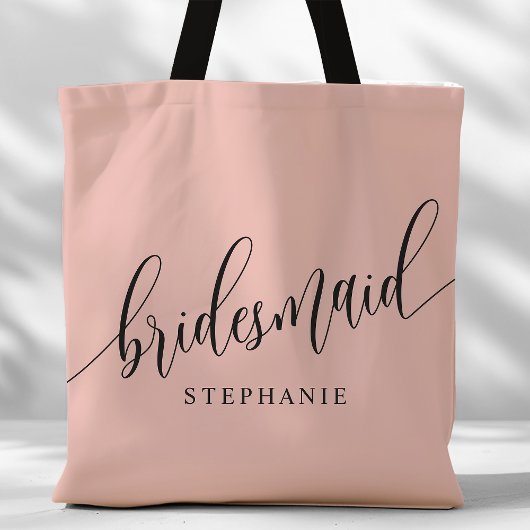Soft Coral Pink Bridesmaid Modernes Skript Tasche
