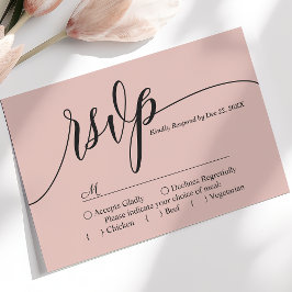 Soft Coral Pink Einfache Skript Hochzeit RSVP Kart