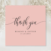 Soft Coral Pink Minimalistische Script Hochzeit Dankeskarte