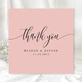 Soft Coral Pink Minimalistische Script Hochzeit Dankeskarte