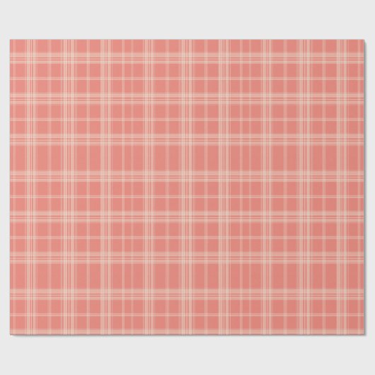 Soft Coral Plaid Geschenkpapier (Flach)