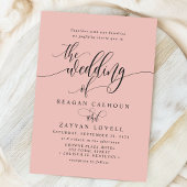 Soft Coral Simple Moderne SkriptWedding Einladung