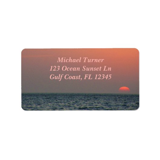 Soft Coral Sunset Friedlich Ocean Florida Golf Adressaufkleber (Vorne)
