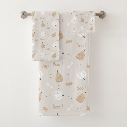 Soft Cosy Halloween Pattern Badetuch Set (Insitu)