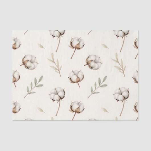 Soft Cotton Blossom Botanical Pattern Seidenpapier (Vorderseite)
