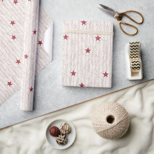 Soft Cream Barn Star Pearl Garland Geschenkpapier