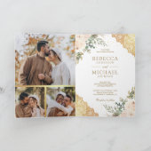 Soft Cream Roses Gold Lace QR Code Wedding Einladung (Innenseite)