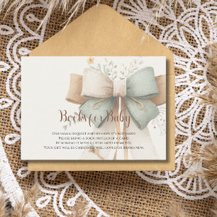 Soft Cream Salbei-Schleife Baby Shower Bücher für Begleitkarte