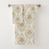 Soft Cream Towels Victorian Damask Bath Accent Badhandtuch Set (Insitu)