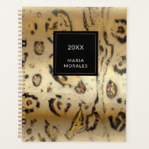 Soft Cream und BlackAbstract Leopard Print Planner