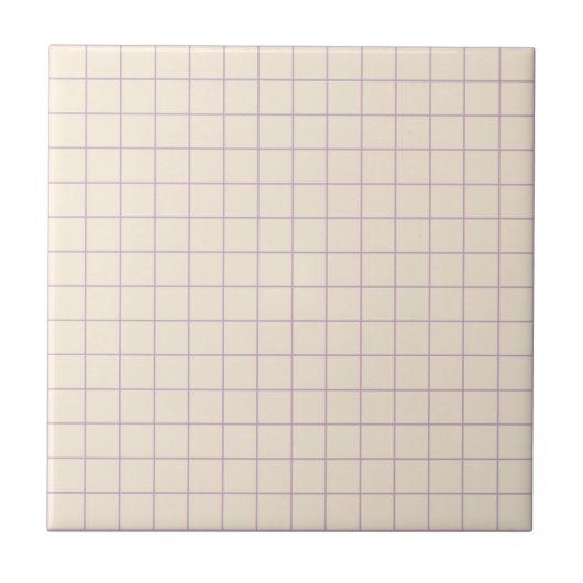 Soft Creme & Lila Checked Retro Minimalistisch Fliese (Vorderseite)