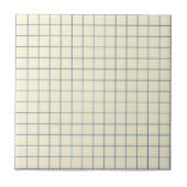 Soft Creme & Navy Blue Checkered Pattern Retro Fliese (Vorderseite)
