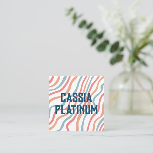 Soft Curves Blau Pink Minimalistische soziale Symb Quadratische Visitenkarte (Stehend Vorderseite)