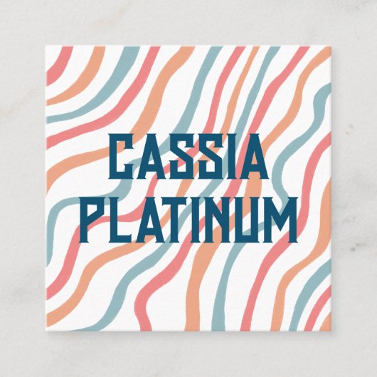 Soft Curves Blau Pink Minimalistische soziale Symb Quadratische Visitenkarte (Vorderseite)