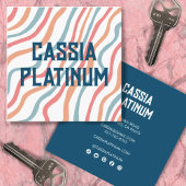 Soft Curves Blau Pink Minimalistische soziale Symb Quadratische Visitenkarte