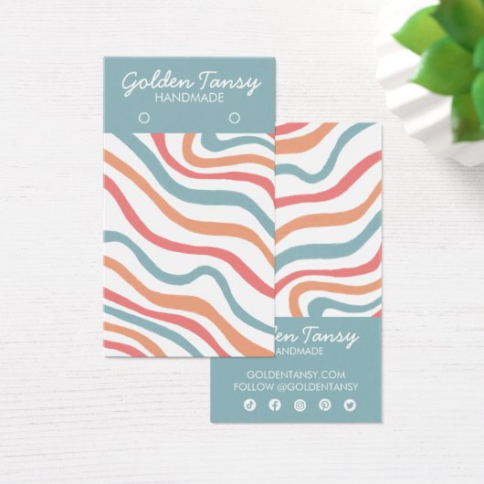 Soft Curves Blue Earring Juwelier Display Card (Schreibtisch)