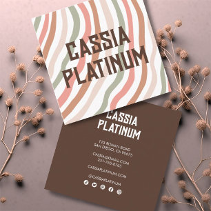 Soft Curves erdig neutrales Minimalistisches Sozia Quadratische Visitenkarte