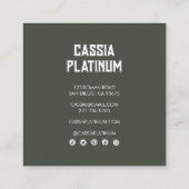 Soft Curves Olive Neutral Minimalistisch Social Ic Quadratische Visitenkarte (Rückseite)