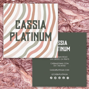 Soft Curves Olive Neutral Minimalistisch Social Ic Quadratische Visitenkarte