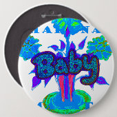 Soft Cyan Blue Blume Art: Eine Baby's Touch. Button (Vorne & Hinten)