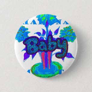 Soft Cyan Blue Blume Art: Eine Baby's Touch. Button