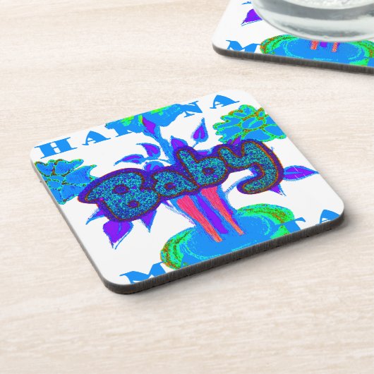 Soft Cyan Blue Blume Art: Eine Baby's Touch. Getränkeuntersetzer (Linke Seite)