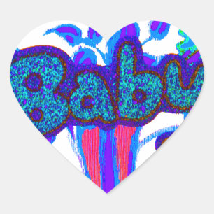 Soft Cyan Blue Blume Art: Eine Baby's Touch. Herz-Aufkleber