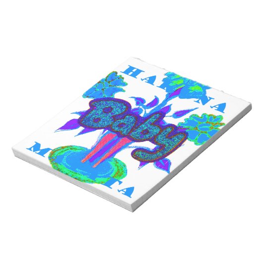 Soft Cyan Blue Blume Art: Eine Baby's Touch. Notizblock (Rotiert)