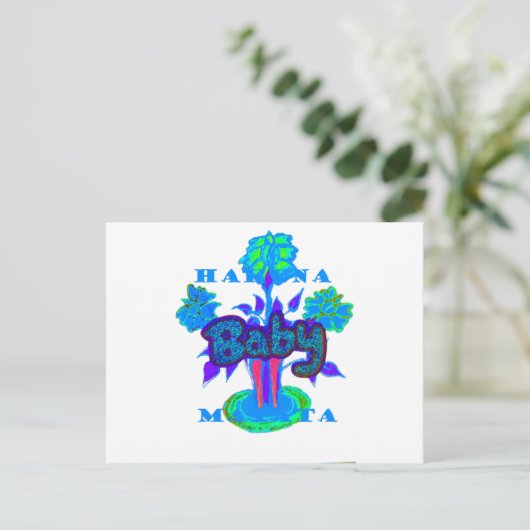 Soft Cyan Blue Blume Art: Eine Baby's Touch. Postkarte (Stehend Vorderseite)