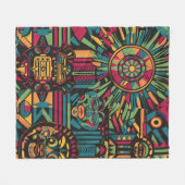 Soft Cyan "Eclipsed Suns and Pyramids Design" Plus Fleecedecke (Vorderseite (Horizontal))